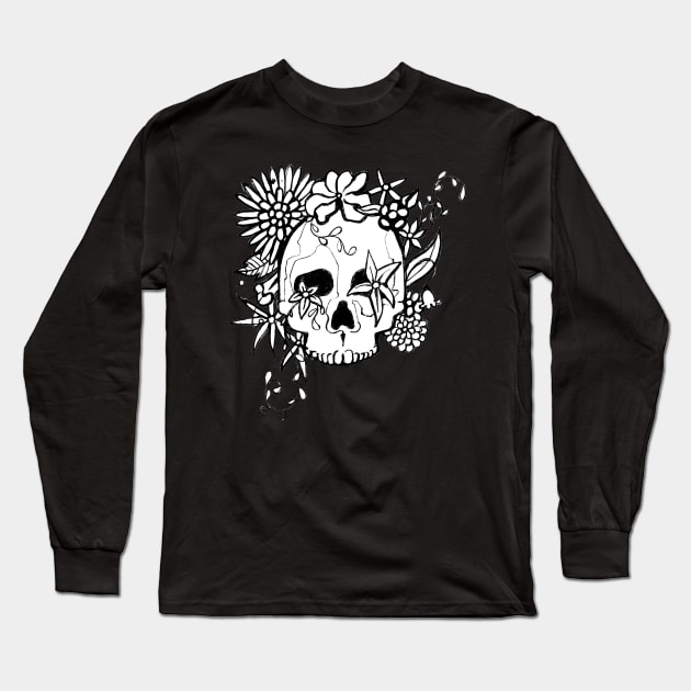 skull and flowers Long Sleeve T-Shirt by MerryDee